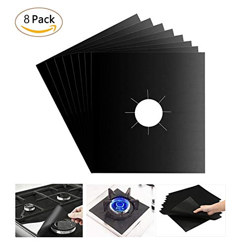 Plaque de Cuisson à Gaz Protection d'écran, 8pcs Anti-adhésif Réutilisable Protection Cuisinière Protection Gazinière, 10.6 x 10.6 inch