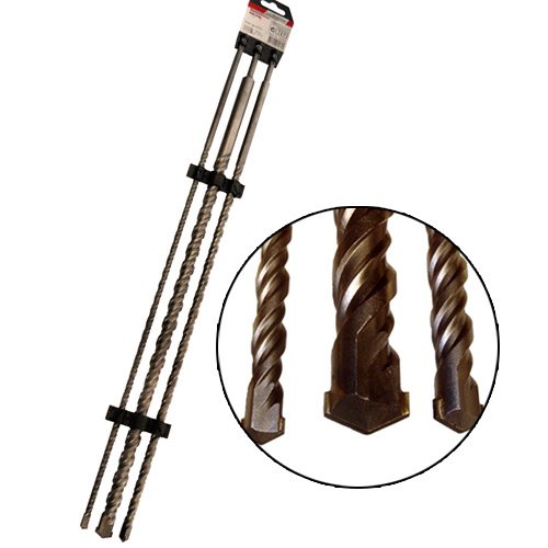 3-tlg. SDS-PLUS-Betonbohrer-Set 1000 mm lang Größen 12 16 24 mm Doppelspiralnut - 2