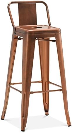 Xavier Pauchard Tolix Style Metal Bar Stool with Low Backrest, Vintage Copper 75cm 75cm