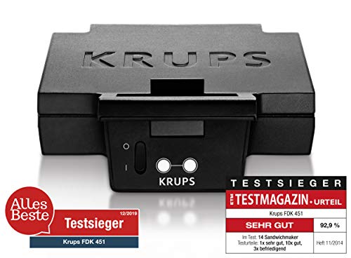 Krups FDK 451 Appareil à croque-monsieur 850 W, plaques 25 x 12 cm (Noir)
