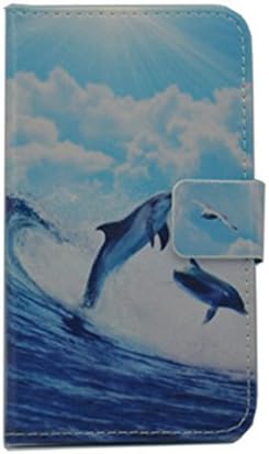 Alcatel One Touch Pop Star 4G 5070 case [with free stylus], luxury Wallet card holder Magnetic flip Leather case cover for Alcatel One Touch Pop Star 4G 5070 (Dolphin design)