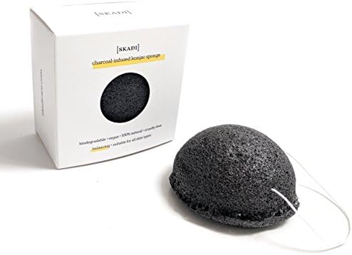Konjac Sponge Infused with Activated Bamboo Charcoal - Gentle Facial Exfoliation, 100% Natural, Vegan, Halal, Biodegradable - Face Scrub Cleanser for Sensitive To Oily Skin