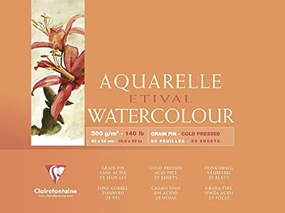 Clairefontaine 96474C - Un bloc encollé 4 côtés Papier Etival Grain fin 25 feuilles 42x56 cm 300g