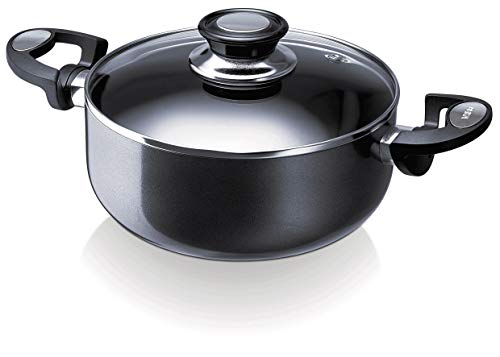Beka 13071244 Pro Induc Anthracite Faitout + couvercle verre en aluminium intérieur revêtu 24 cm