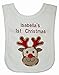 Christmas Reindeer Applique Personalise Bib. (White)