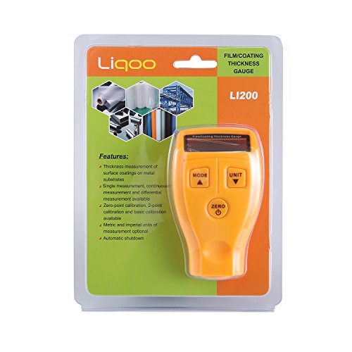 Liqoo Thickness Gauges Meter Handheld Schichtdickenmessgerät Dickenmesser Dickenmessgerät mit LCD Anzeige integrierte Messsonde Kabellos 0-1.80mm / 0-71.0mil Batterien inkl. - 6