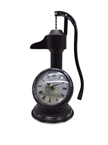 Tischuhr Pumpe, Wasserpumpe, Standuhr, Kaminuhr, Uhr aus Metall 14 x 14 x 31 cm