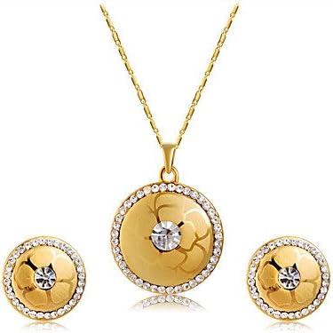 SHUAIGUO Jewelry Set Women's Crystal Cubic Zirconia Crystal Zircon Jewelry Set 1 Necklace Earrings - Classic Fashion Circle Stud Earrings Pendant Necklace For, gold