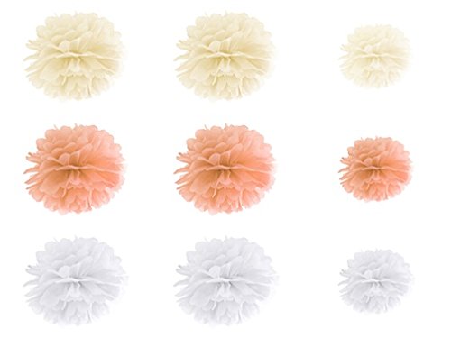 SET 9 Seidenpapier Pom Poms Pompons in 2 Größen PomPoms Rosetten Partydeko Hochzeit Seidenpapier Deko - Like a Girl- wir lieben Hochzeiten ®