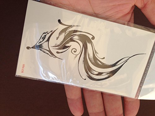 10 Bögen SCHWARZE FAKE TATTOOS FÜR MÄNNER Kleine Bögen Tattoo Aufkleber für Körper Drachen Fuchs Totenkopf und mehr - 4