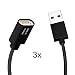 Produktbild [i!®] 50cm + 1m + 1,5m Premium Nylon Magnet USB Ladekabel Datenkabel [3x Kabel ohne Stecker] schwarz