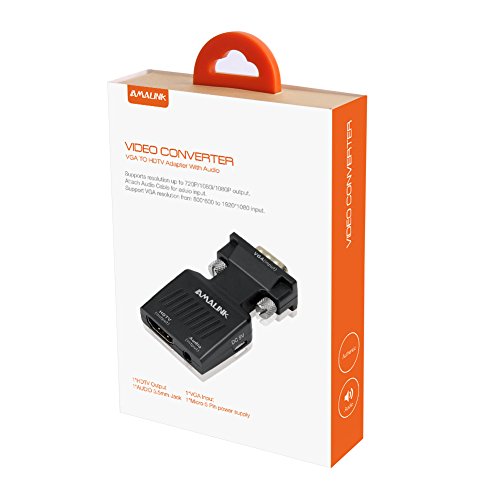 VGA a HDMI Converter-Amalink Stereo R / L Canal 5V1A VGA + Audio a HDMI Adaptador para HDTV - 7