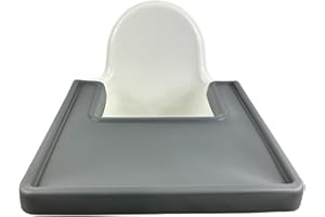 Alimos High Chair Baby Mat Tray Made For IKEA ANTILOP BPA Free Accessories Full Cover Silicone Placemat Dishwasher Safe (Dark Grey)