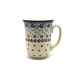 Polish Pottery Mug – 16 oz. Bistro – Silver Lace