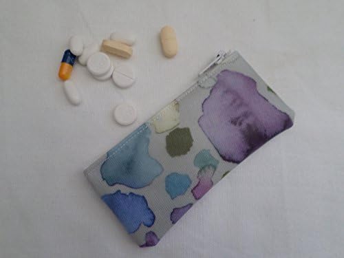 Handmade Handbag Oilcloth Pill Tablet Holder / Case - Voyage Damson Sprinkles Fabric