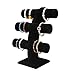 Produktbild FTI-Ausstellungsstand Samt Schmuck Showcase Display Rack 3 Ebenen Beige/Schwarz/Grau Armband Ständer Halter Uhr Halskette Schmuck Turm für Home Organisation (Farbe : Black)