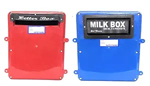 Exclusive Combo of Gate Fixing Type Letter Box and Milk Box for Home and Office | Opening Door at The Back | Comes with Lock and Key | Red & Blue Color | Pack of 2