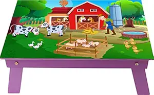 Enigmatic Woodworks Wood Fram House Theme Study Table for Kids (Purple)