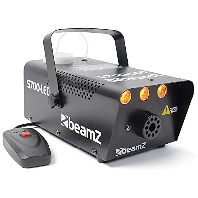 Beamz S700 Machine à brouillard avec LED et effet lance-flammes de puissance 700 W avec réservoir de 250 ml, débit du brouillard 7 m³/min, télécommande avec 3 m de câble et support mural et au plafond Préchauffage de 3 minutes Noir