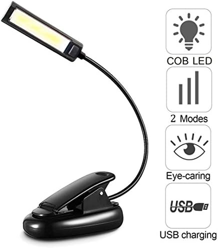 MMLC Flexible USB Clip-On COB LED Light Reading Study Desk Rechargeable Table Lamp (Black)