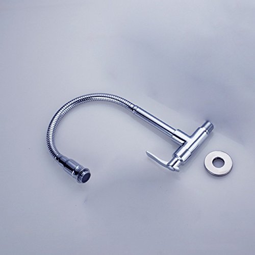 360 Grad-Schwenker-Einrohr-Hahn-Chrom-Finish Wasser-Energien-Küche-Wannen-Kaltwasserhahn Wasserhahn einzigen Handgriff der Wand befestigter - 5