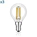 Produktbild ledscom.de E14 LED Birne Filament G45 3,4W =32W warm-weiß 350lm A++ für innen und außen, 3 STK.