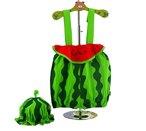 Cute Baby Overall Lovely Watermelon Overall A Suit of Overall And Hat Green