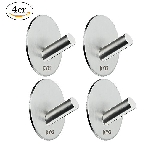 Preisvergleich Produktbild KYG Handtuchhaken Kleiderhaken Edelstahl Runde 4er Set Selbstklebend Wandhaken für Handtuch Kleider Badenzimmer Küche Handtuchhalter 3M Aufkleber Klebehaken
