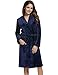 Produktbild ADOME Damen Bademantel Morgenmäntel damen Saunamantel Coral Fleece mit Taschen und Bindegürte damen Nachthemd Weiß/Grau/Marine XXL