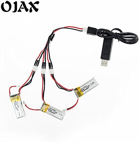 OJAX 3pcs 7.4V 300mAh 30C Li-Po Battery with USB Cable Charger Set For WLtoys F959 Airplane Spare Parts XK DHC-2 A600 RC Airplane