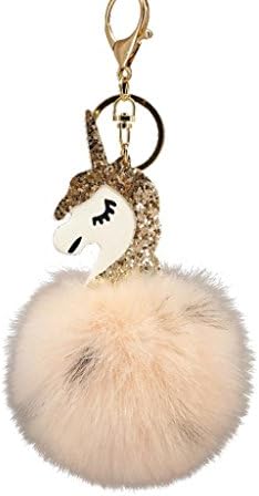 KEERADS Cute Fluffy Unicorn Pendant Key Chain Keyring Handbag Car Decoration Gift (A)