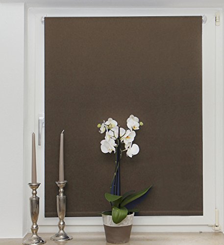 Dekondo – Thermo Verdunkelungsrollo Seitenzug Rollo Klemmrollo BRAUN ohne Bohren verschiedene Größen (60x150cm) - 4