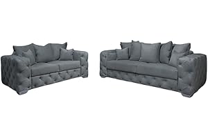SNOOZEONLINE Snooze Velvet Ashton Scatter Back 3 and 2 Seater Sofa Sets, Corner Sofas For Living Room, Upholstered Plush Fabric 3 Seater Velvet Sofas (Ice Velvet, 3 Seater)
