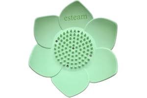 ESTEAM Lotus Flower Shower Steamer Holder – Non-Slip Soap Dish Tray for Bathroom – Green Silicone Spa Accessory – Stylish Shower Shelf for Steamers or Soap