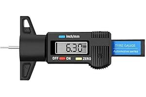 Bestgle Medidor de Profundidad de Los Neumáticos Digital, Medidor Digital de Profundidad de Neumáticos de 0 a 25,4 mm con Pantalla LCD para Coches