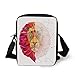Produktbild WITHY Geometric,Lion Head Art Geometric Graphic in Digital Triangle Rainbow Pattern Retro Decor,White Pink Orange Print Kids Crossbody Messenger Bag Purse