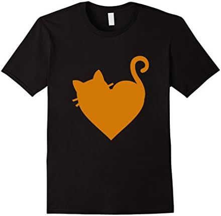 Cute Ginger Heart Cat T-Shirt Womens Black and White Male XL Black
