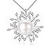 Produktbild YHLU Halskette, 925 Sterling Silber glänzende Zirkonia natürliche Perle Schneeflocke Anhänger Halskette, 18"