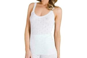 iTRONiK New 100% Cotton Snowdrop Ladies Thermal Underwear-Vest, Short Sleeve, Long Sleeved, Vest, Shoulder top, Long John, Panties - White Made in The UK