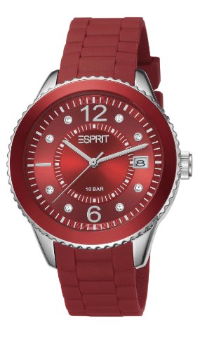 Esprit ES105342020 marin 68 red Uhr Damenuhr Kautschuk Edelstahl 100m Analog Datum rot