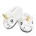 Produktbild Einhorn Hausschuhe, Unicorn Plüsch Hausschuhe Winter Mädchen Warm Weiß, Geschlossen Kuschel Hausschuhe Herren Damen Passend für Schuhgröße 37-43