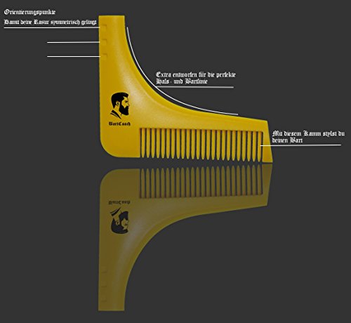 BartCoach Bart-Schablone | Bart styling Tool | Bartkamm für deine Bartpflege | perfekte Rasur der Bartlinie | Rasierschablone | Premium Qualität - 5
