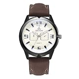 serliy Mode Männer Quarzuhr Hochwertige Lederuhr Blu Ray Glas Armbanduhr (B)