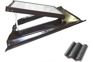 LUXTIG Lucernario Vetro Temperato - Modello 45X60 cm - Telaio verniciato testa di Moro- Vasistas - KTP (coppo francese, testa di Moro)