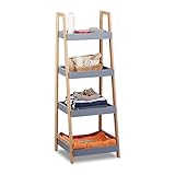 Badregal aus Bambus: 4 Ablagen bieten viel Stauraum - Dank kleiner Stellfläche ideal bei Platzmangel