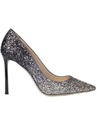 Jimmy Choo Mujer ROMY100KPXLIGHTMOCHABLACK Plata/Negro Purpurina Zapatos Altos