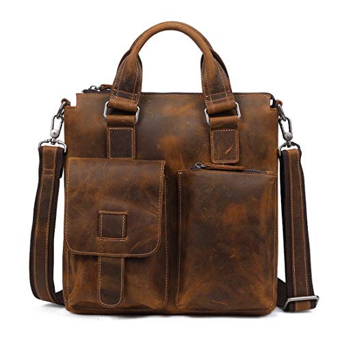 Preisvergleich Produktbild Ysprings Retro Business Herren Leder Handtasche Umhängetasche Laptoptasche Aktentasche Satchel Bag Umhängetasche für 13 Zoll Laptop, Computer, Tablet (Color : Coffee)