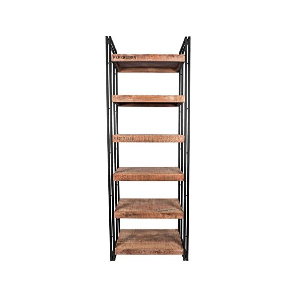 Homescapes Columbus Tall Bookshelf or Display Unit - Industrial Reclaimed Wood Furniture Versatile Bookcase with Six Storage Shelves