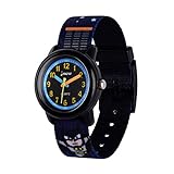 Neihou Kinder und Jugendliche Uhr Analog Quarz mit Nylon Slip-Thru Armband Schwarz WB06802