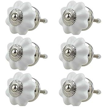 Möbelknopf Möbelknauf Möbelgriff 6er Set 043GN Weiß - Jay Knopf Keramik